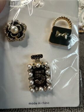 Mini Black and Gold Decorative Bag Charm Trio